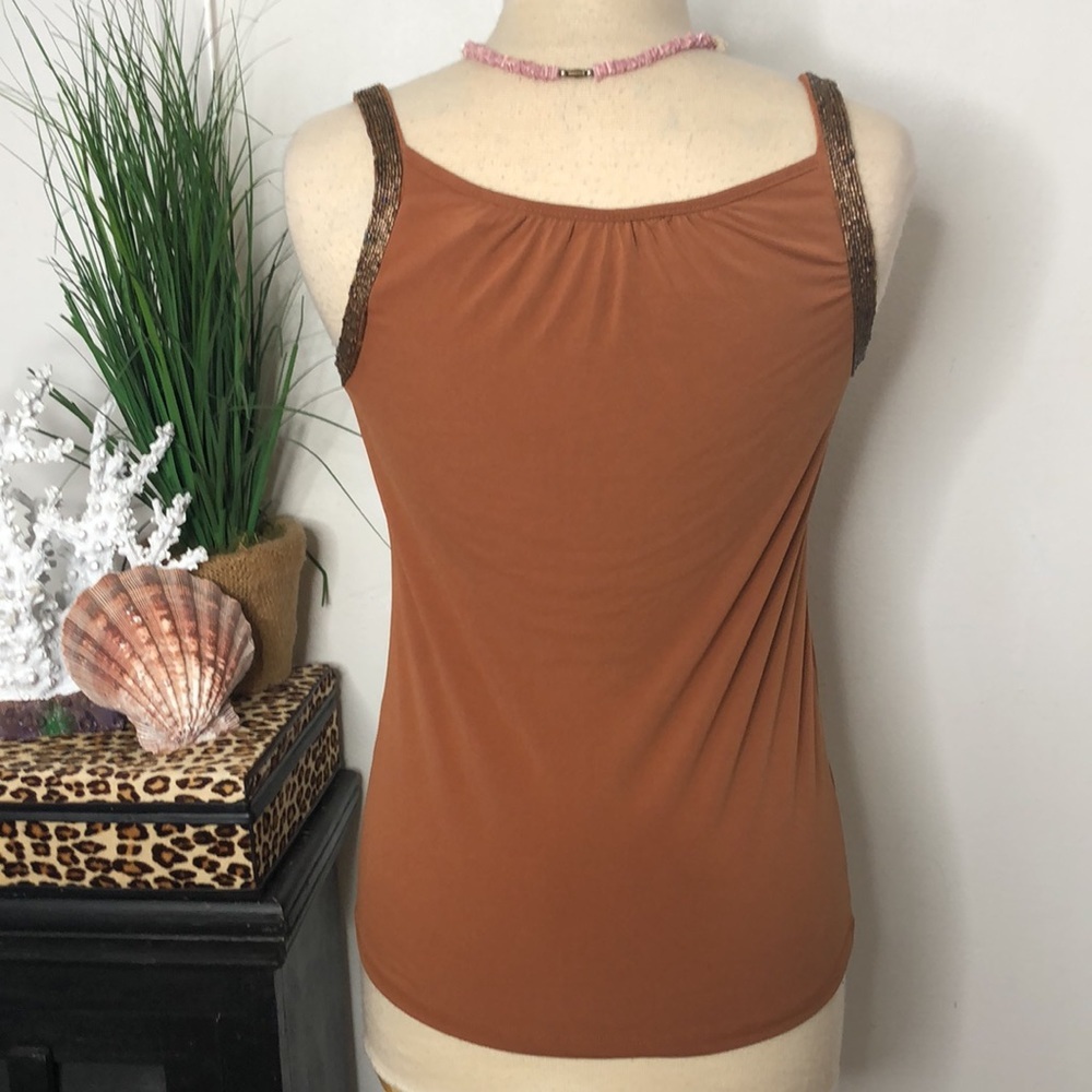 Y2K New York & Co Amber Stretch Knit Embellished Beaded Straps Tank Top Sz XS - Picture 6 of 11